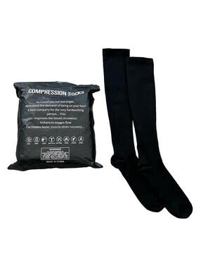 Set of 8 Pairs: NWT Black Women's or Men's Compression High Socks Size L XL